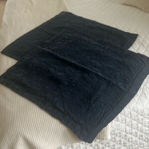 (2) Pottery Barn Navy Quilted EURO Shams - non smoking - no pet home